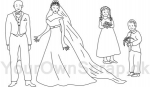 Brudepar med brudebørn - 4 stempler